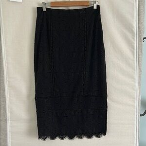 Banana Republic Black Lace Midi Skirt